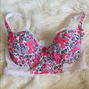 Freya Pink and Purple Floral mini corset Bra 32DDD